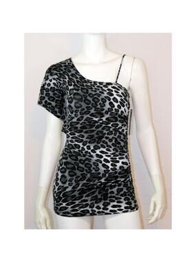 NWT Leopard Print One Shoulder Rhapsody Jersey Top
